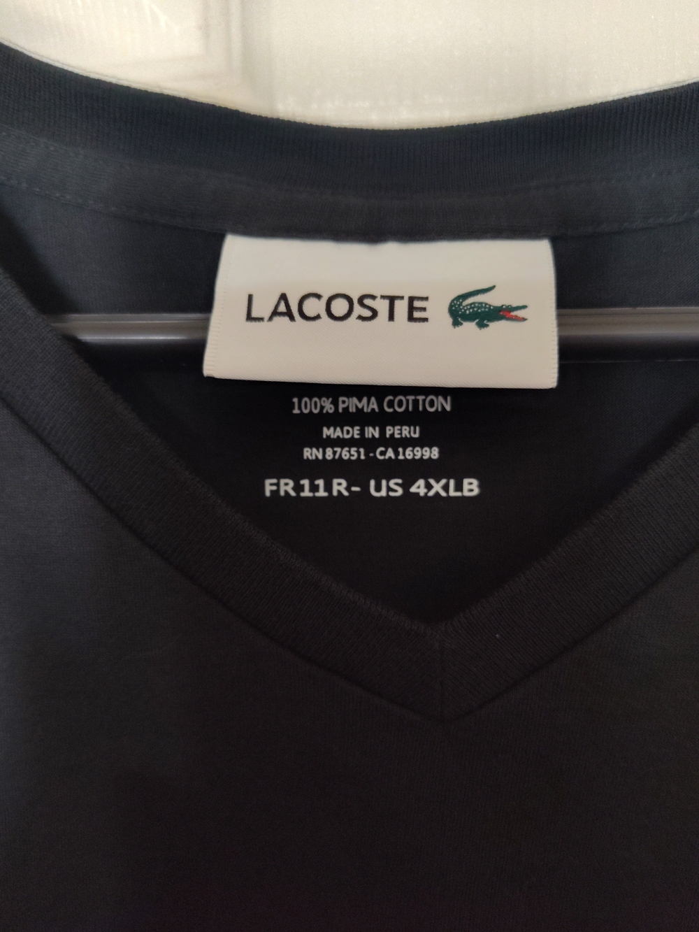 Lacoste Men’s V-Neck T-Shirt in Black